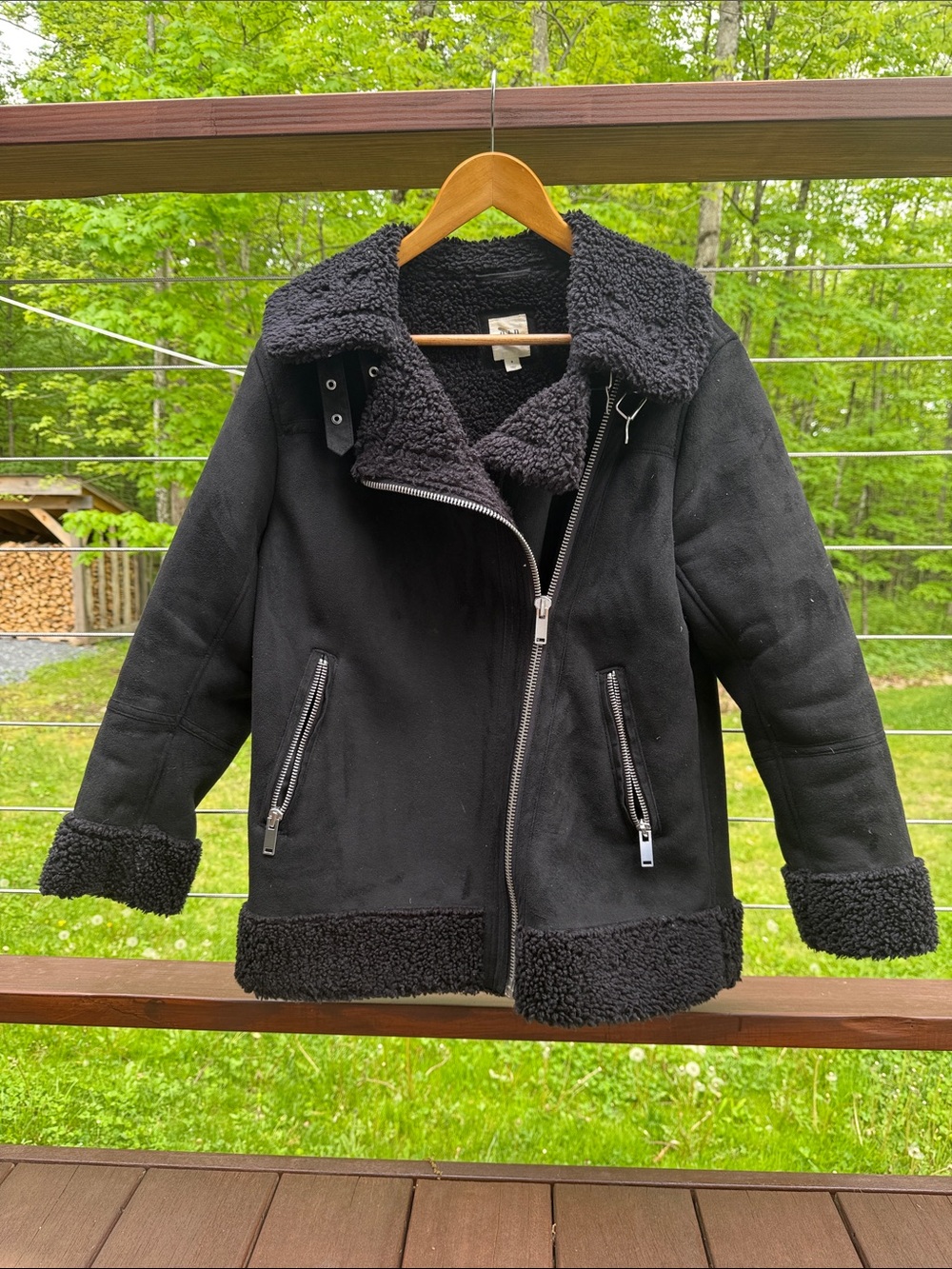 GAP Black Sherpa-Trim Utility Jacket